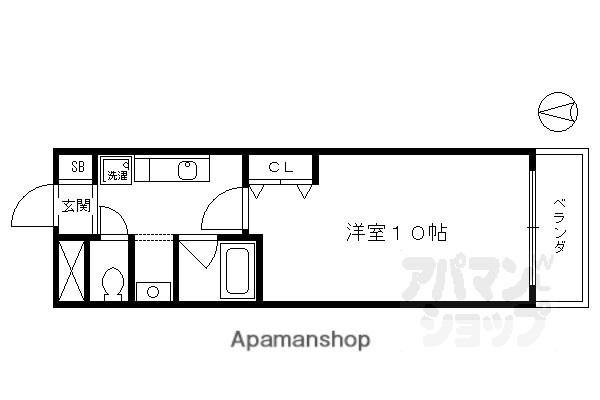 プラザ五条鴨川(1K/2階)の間取り写真