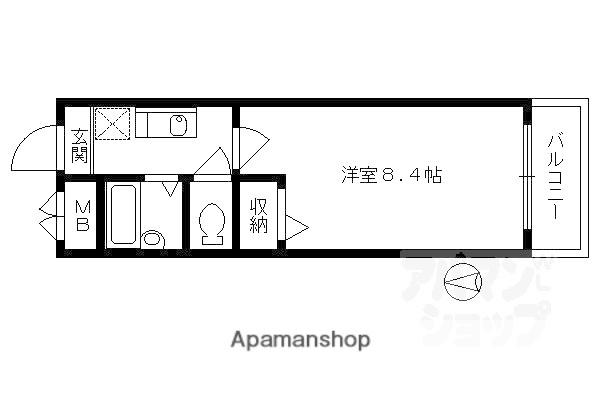 ビクトワール二条(1K/4階)の間取り写真