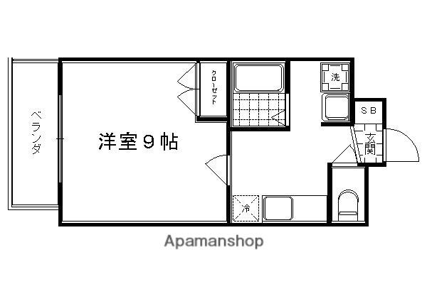 PEACEFUL朱雀(1K/3階)の間取り写真