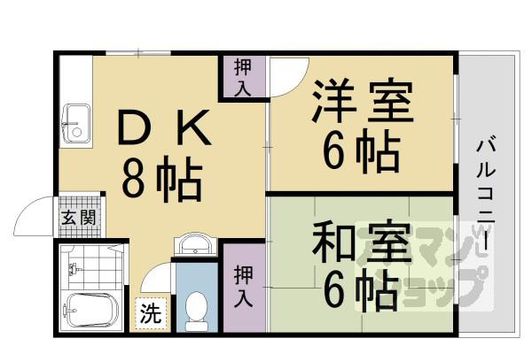 離宮ガーデンハイツ(2LDK/1階)の間取り写真