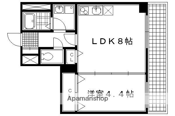アイカーサ綾小路(1LDK/4階)の間取り写真
