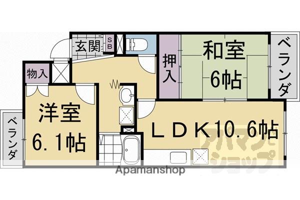 パラシオン蘭(2LDK/1階)の間取り写真