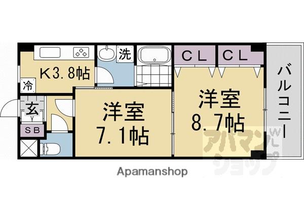 ウィステリア参番館(2K/3階)の間取り写真