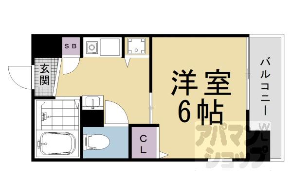 エステムコート京都河原町プレジール(1K/2階)の間取り写真