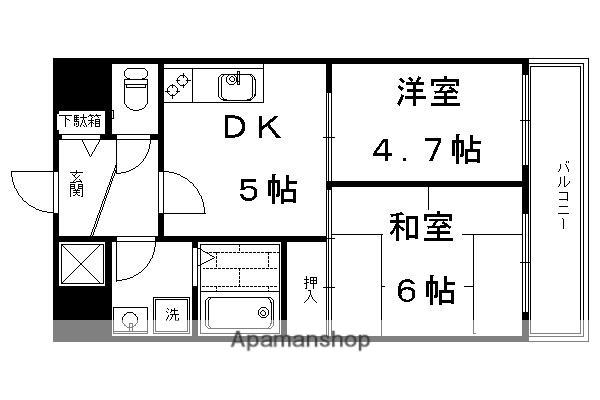 サニーハイツ塔南(2DK/6階)の間取り写真