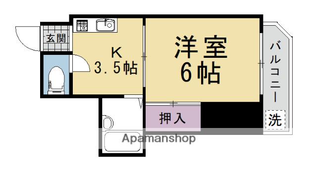 梅津シャトープレザンス(1K/2階)の間取り写真