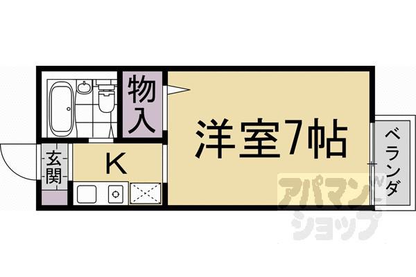 セジュール東桂(1K/2階)の間取り写真