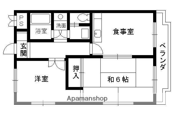 ミササギハイツ(2DK/1階)の間取り写真