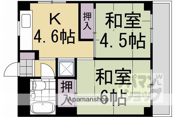 京都クレセントマンション(2K/5階)の間取り写真