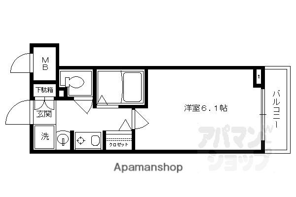 エステムコート京都烏丸II(1K/4階)の間取り写真
