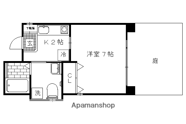 クレール・フォンテーヌ(1K/1階)の間取り写真