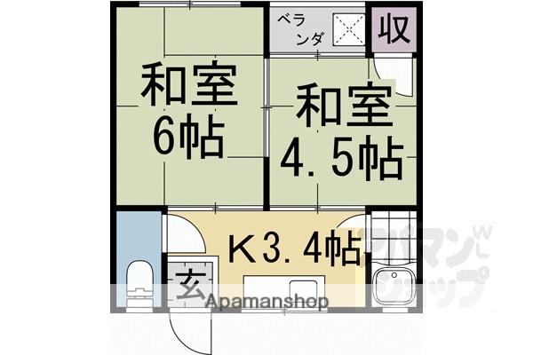 木ノ本ハイツ(2K/3階)の間取り写真