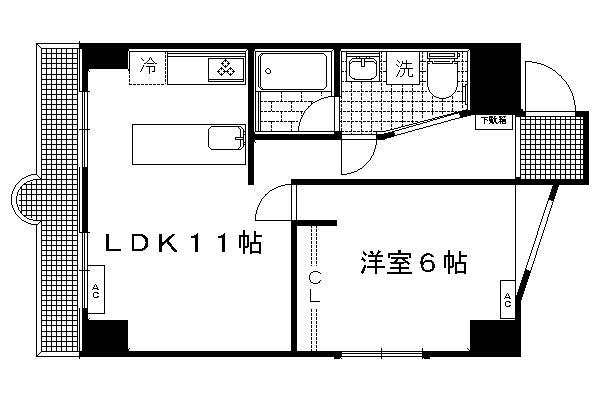 リバーロードタカノ(1LDK/6階)の間取り写真