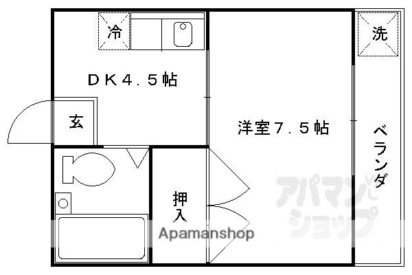 コーポヤマナ(1DK/2階)の間取り写真