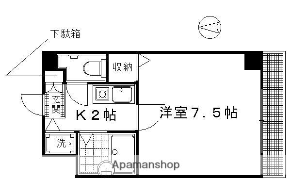 リヴィエール鴨東(1K/4階)の間取り写真
