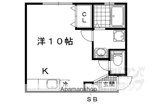 鴨戸ハイツ(ワンルーム/3階)の間取り写真