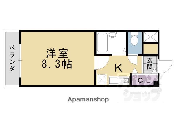 ブランベージュ桂(1K/2階)の間取り写真