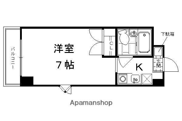 ヴェルドムール京都(1K/3階)の間取り写真