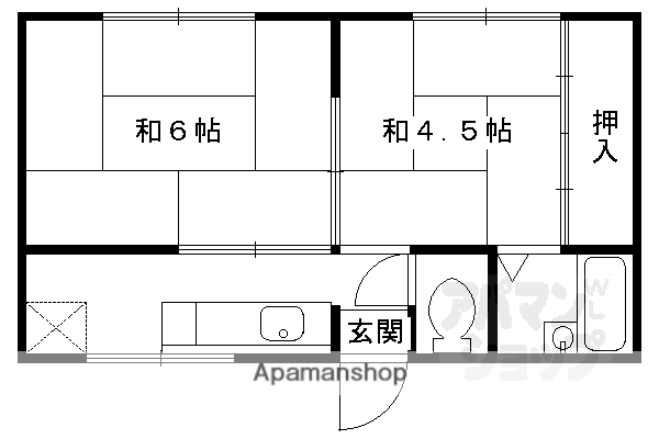 岡部マンション(2K/2階)の間取り写真