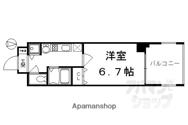 アスヴェル京都御所前II(1K/2階)の間取り写真