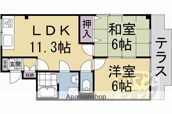 エステート原田(2LDK/1階)の間取り写真