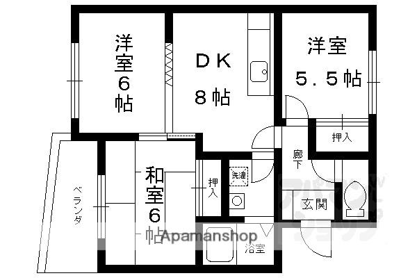 カーサ・IKUSHIMA(3DK/4階)の間取り写真