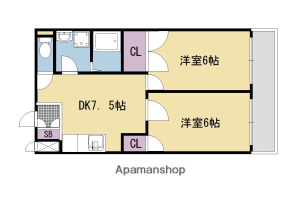 沢町ハイツ(2DK/3階)の間取り写真