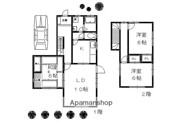 京都市烏丸線 国際会館駅 徒歩12分 2階建 築40年(3LDK)の間取り写真
