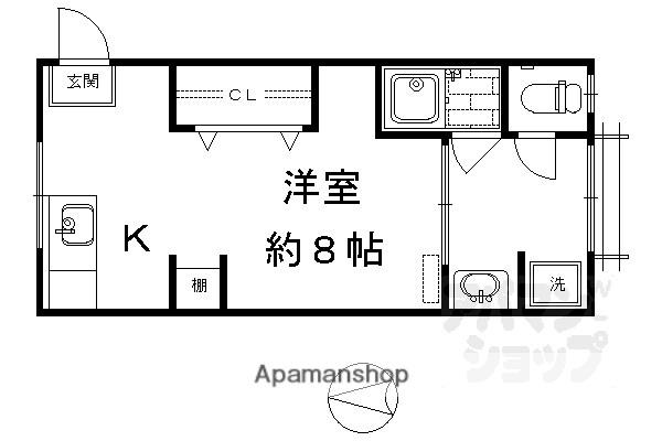 洛南荘(1K/2階)の間取り写真