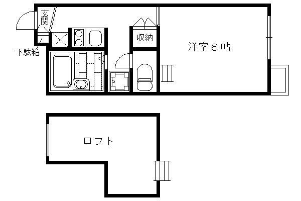 レオパレスクレスト(1K/2階)の間取り写真