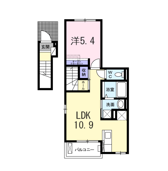 ブライドメゾンさくら1(1LDK/2階)の間取り写真