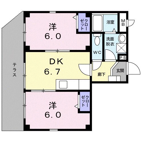 STELLAALPINA(2DK/1階)の間取り写真