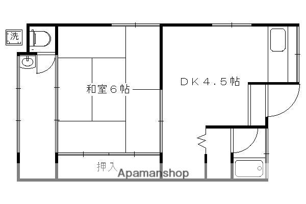 中久世町３丁目貸家(1DK)の間取り写真