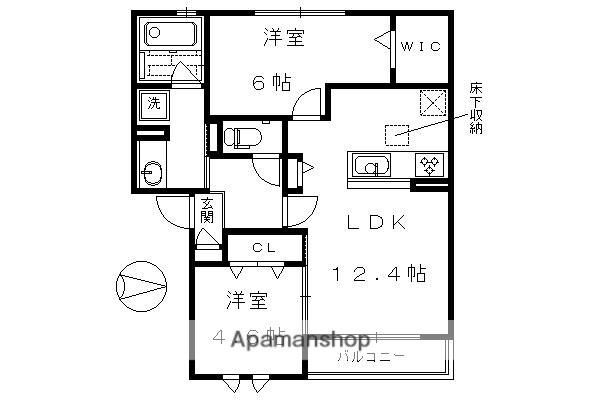 リアンファミリアルⅠ・Ⅱ棟(2LDK/1階)の間取り写真