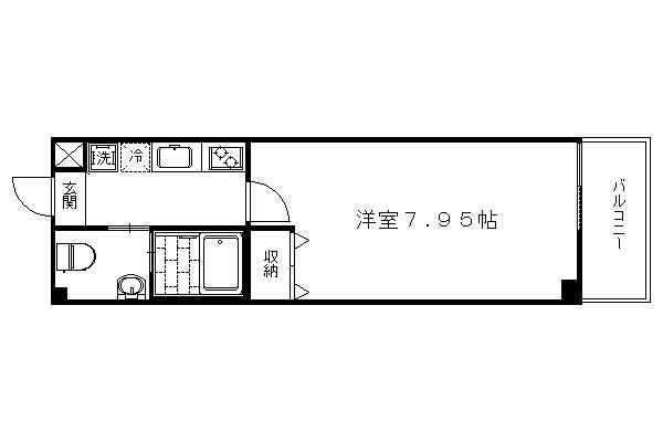 ディアネス西院(1K/1階)の間取り写真