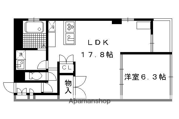 ヴィラスタジオーネ御所南(1LDK/3階)の間取り写真