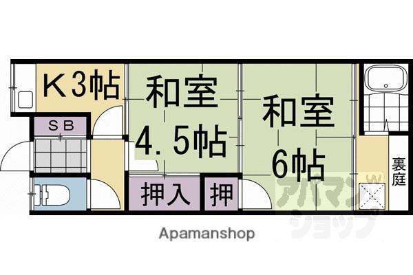 近鉄京都線 向島駅 徒歩11分 1階建 築58年(2K)の間取り写真