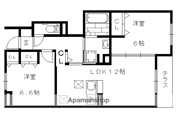 レジーナフィオレンツァ(2LDK/1階)の間取り写真