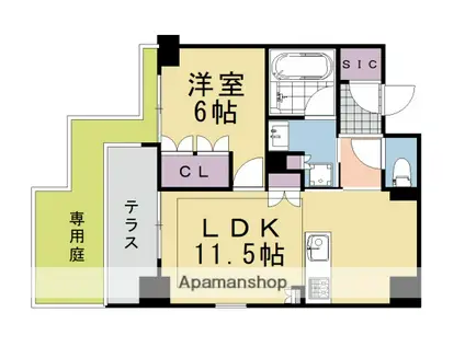 プレイズ御所南(1LDK/1階)の間取り写真