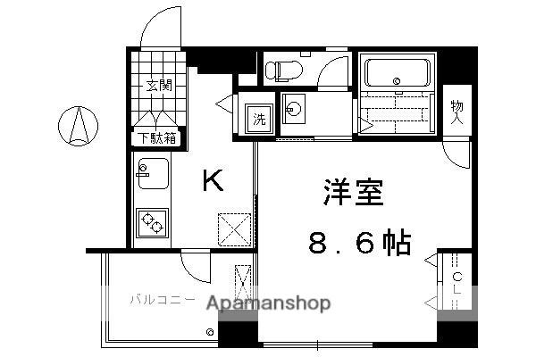 アクアプレイス京都洛南(1K/3階)の間取り写真