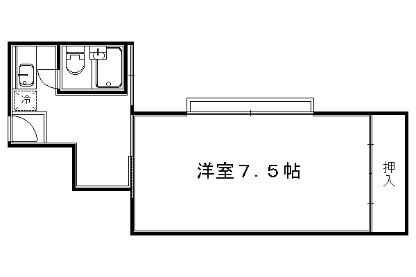 國田ビル(1DK/3階)の間取り写真