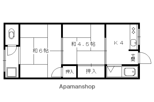 ハイツ白龍(2K/2階)の間取り写真