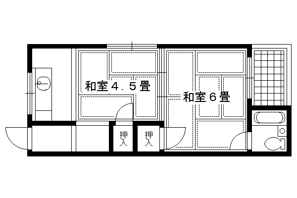 藤川荘(2K/1階)の間取り写真
