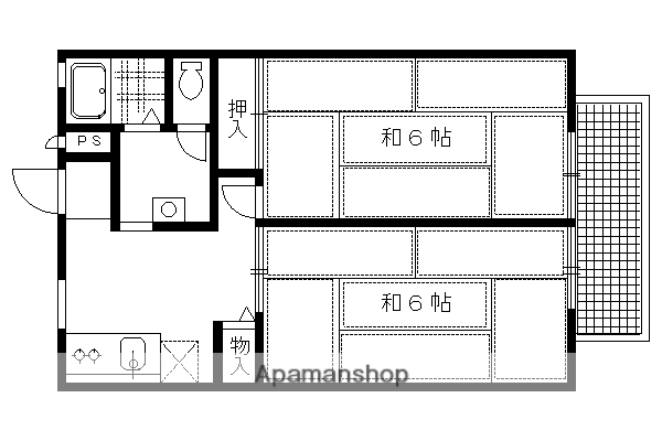 ラフィネ北白川A/B棟(2DK/1階)の間取り写真