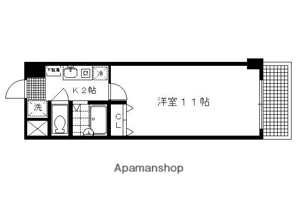 シャン・ド・フルール(1K/2階)の間取り写真