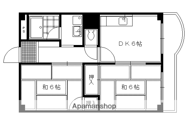 ハイデンス北大路(2DK/2階)の間取り写真