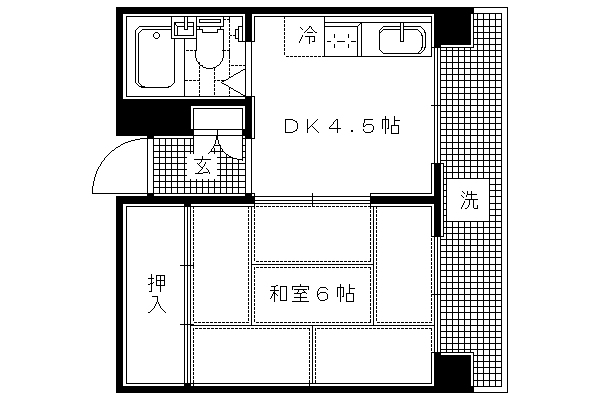 メモリー北白川(1DK/2階)の間取り写真
