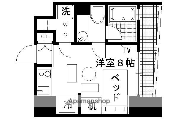 京阪電気鉄道鴨東線 出町柳駅 徒歩4分 7階建 築8年(ワンルーム/6階)の間取り写真