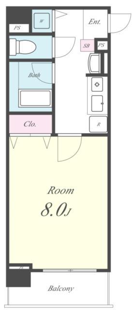 PARK ウエスト雅(1K/4階)の間取り写真