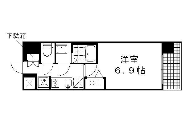 プレサンス京都二条 京華(1K/2階)の間取り写真